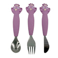 silicone cutlery set with peacock in purple