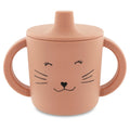 silicone sippy cup with cat in pink color