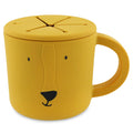 silicone snack cup for babies in yellow with lion print