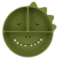 silicone divided suction plate with dinosaur in green color
