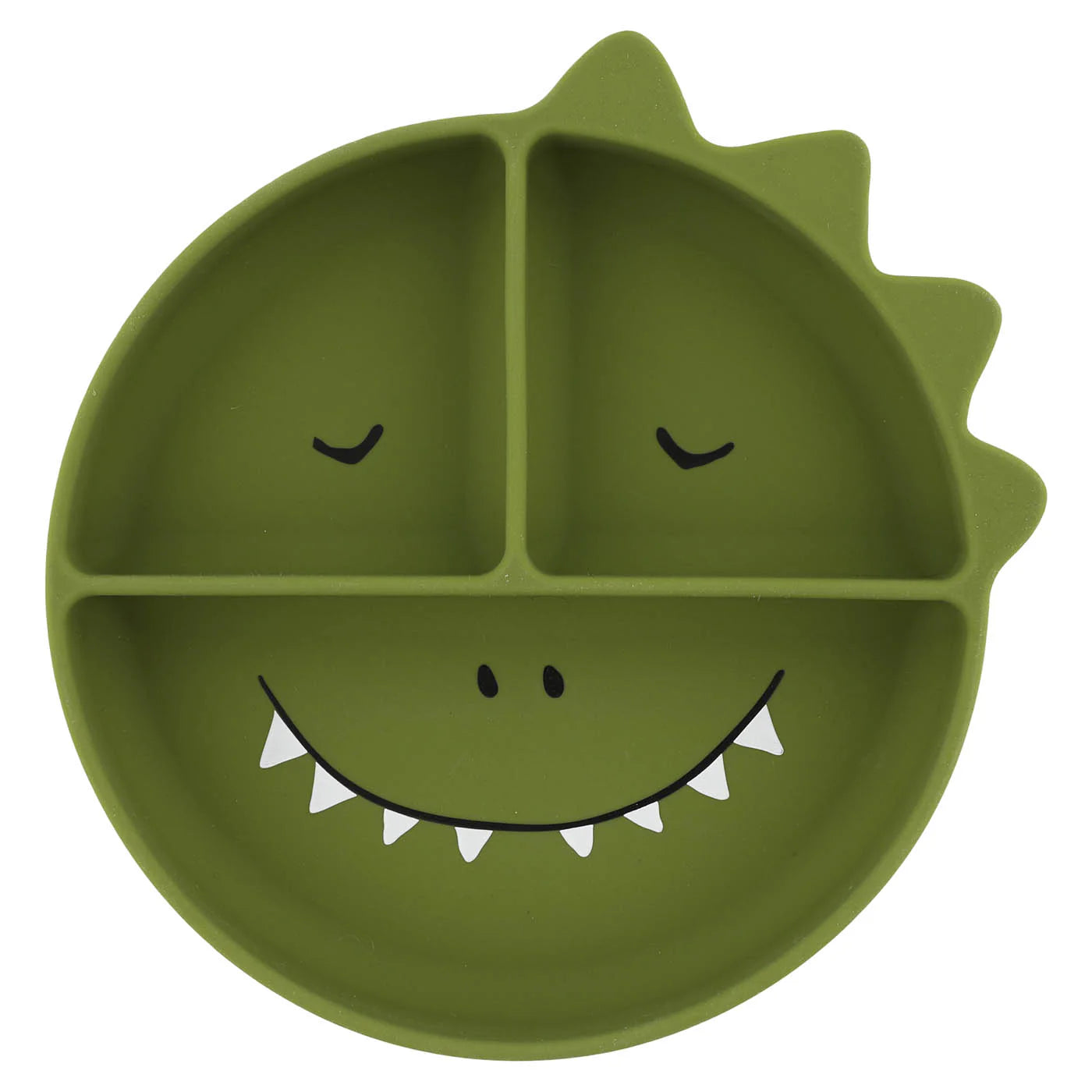 silicone divided suction plate with dinosaur in green color
