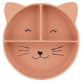 silicone divided suction plate with cat in pink color