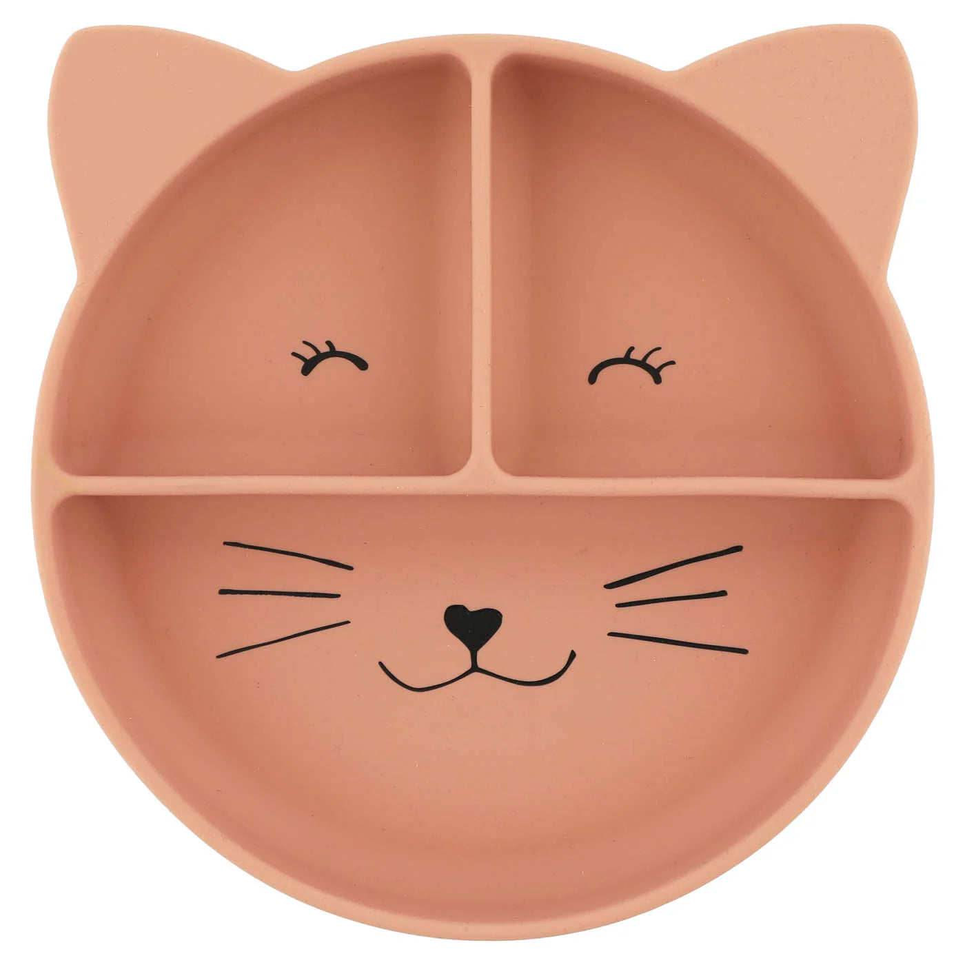 silicone divided suction plate with cat in pink color