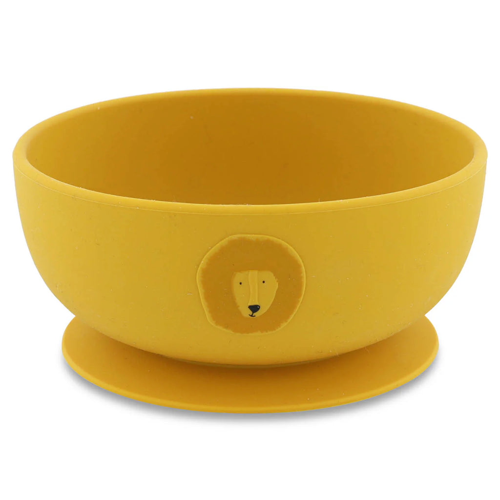 silicone suction bowl with lion in yellow
