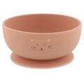 silicone suction bowl with cat in pink color