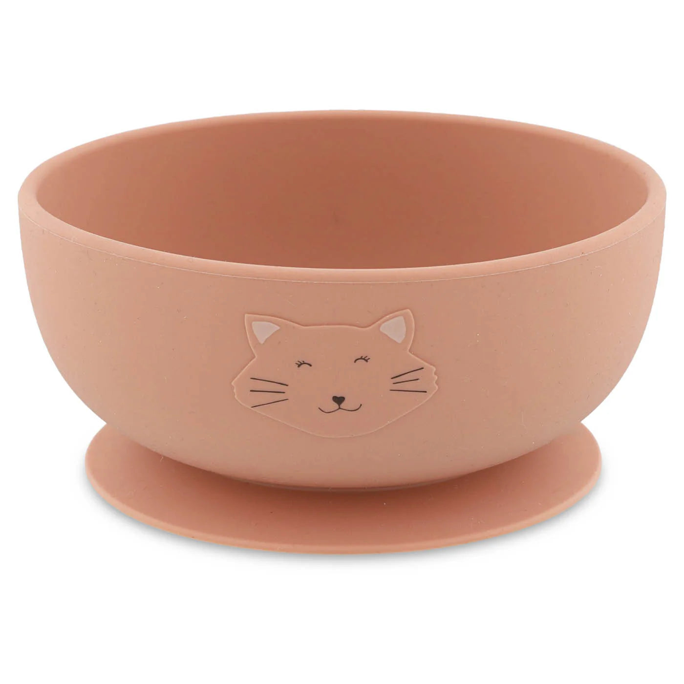 silicone suction bowl with cat in pink color