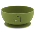 silicone suction bowl with dinosaur in green