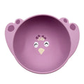 sillicone suction bowl with peacock in purple color