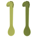 silicone spoon for kids with dinasaur in green color