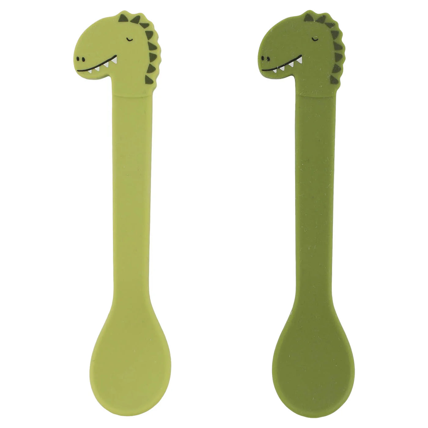 silicone spoon for kids with dinasaur in green color