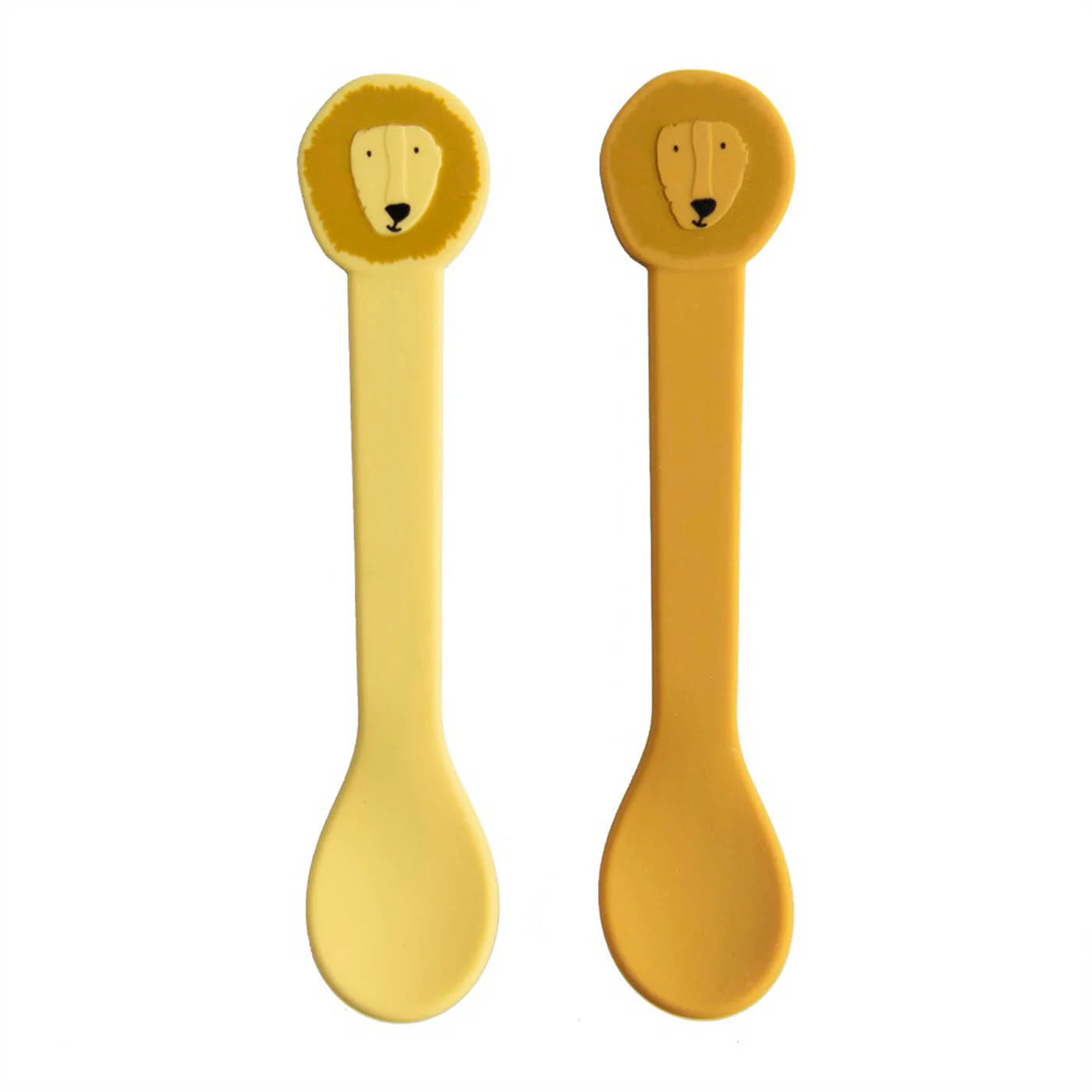 two silicone spoons with lion in yellow color
