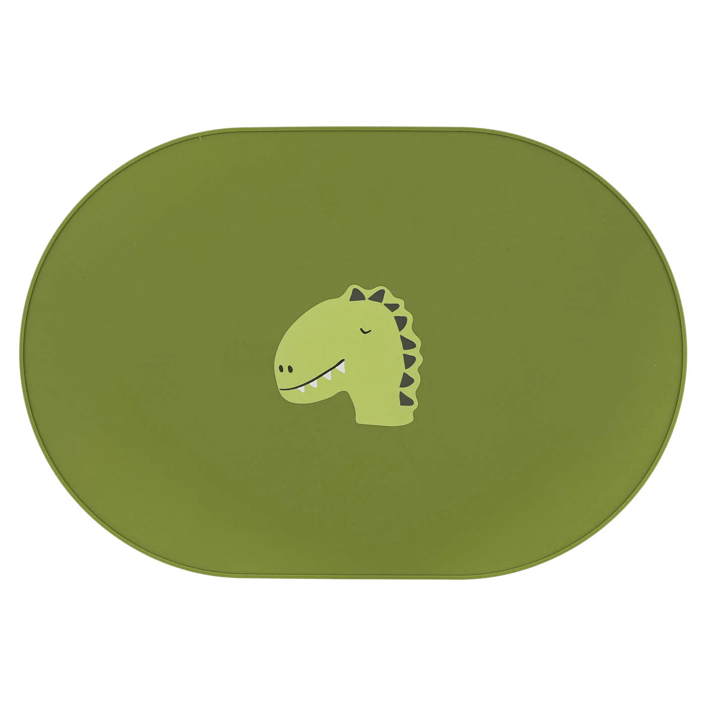silicone placemat for babies trixie in green with dinosaur print