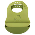 silicone bib in green color with dinosaur print 2 pack