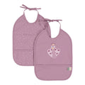 waterproof bibs in purpule with peacock print 2 pcs