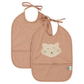 waterproof bibs in pink wih cat print 2 pack